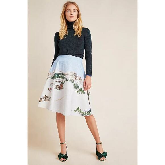 Anthropologie Dresses & Skirts - NWT Corey Lynn Calter Wonderland Midi Skirt Size XS Blue Anthropologie Preppy